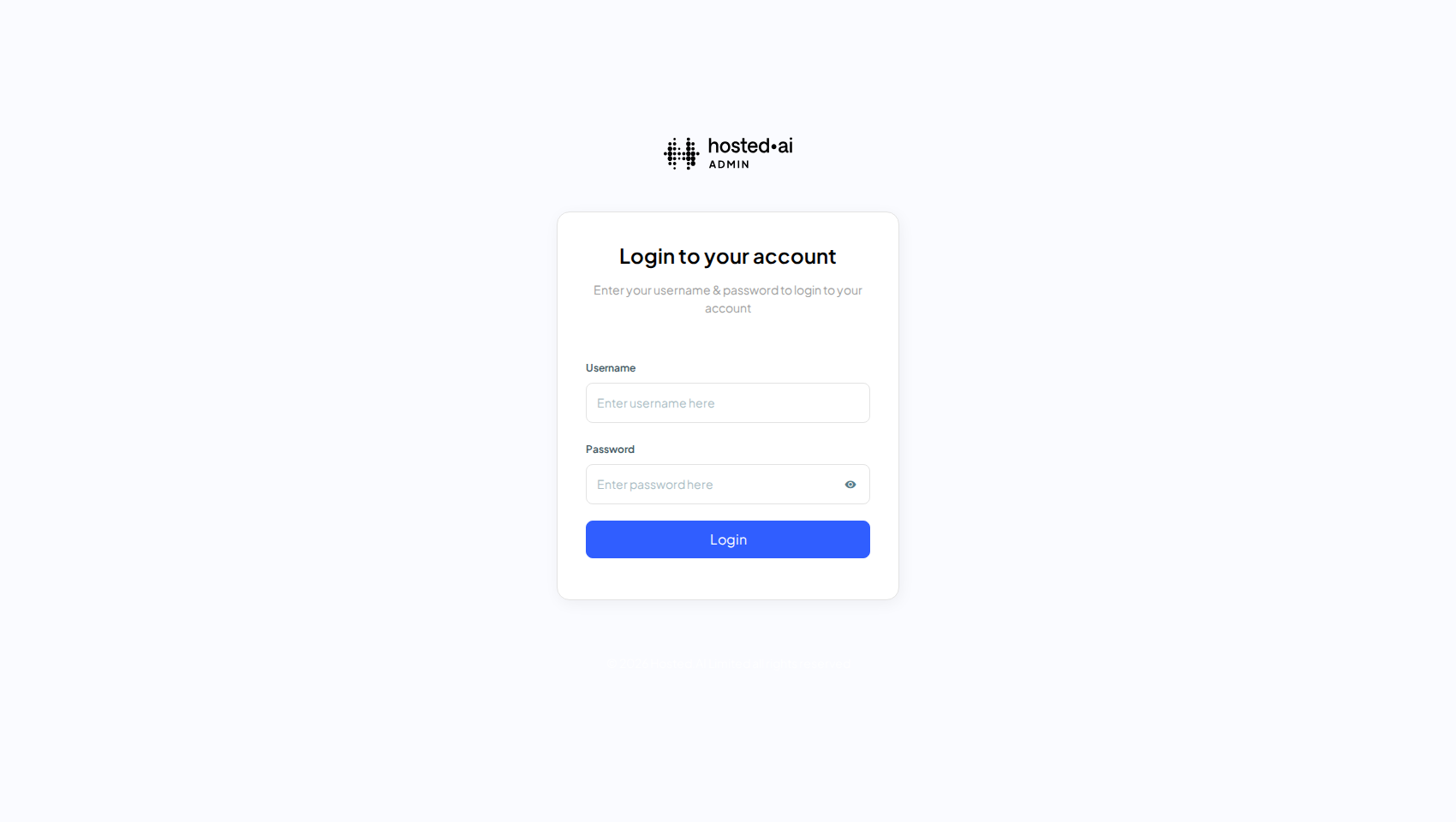 The Hosted.AI admin sign-in page