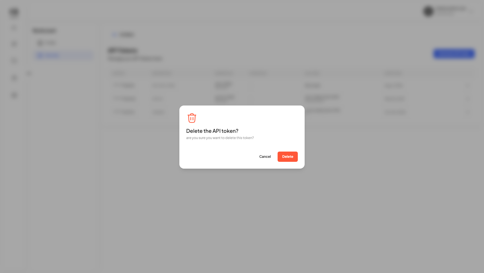 Confirming deletion of a token
