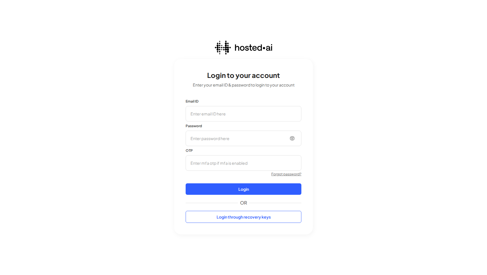 The Hosted.AI sign-in page