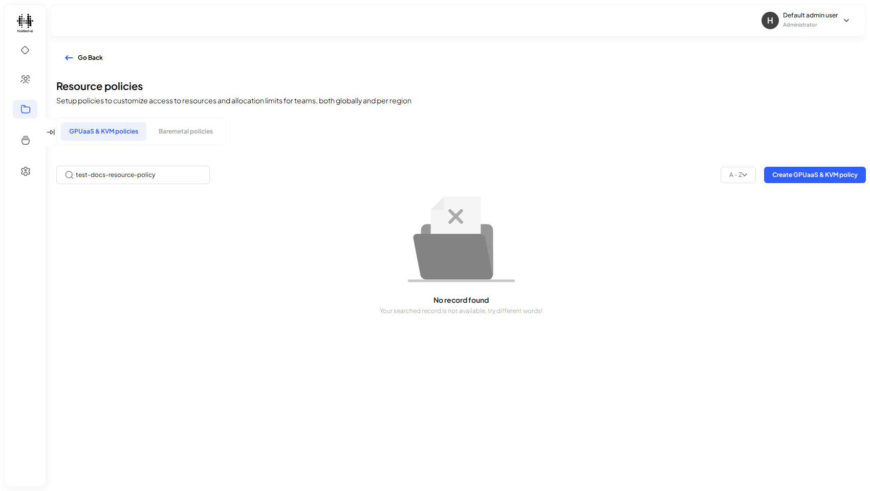 The Resource Policies page