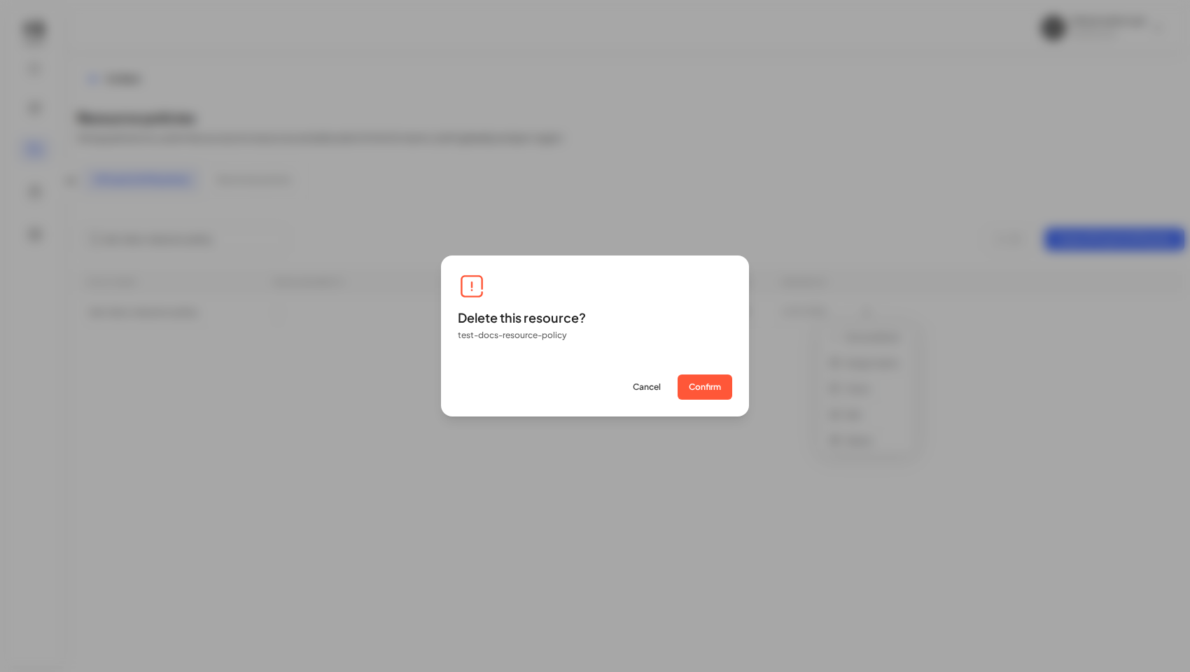 The delete confirmation