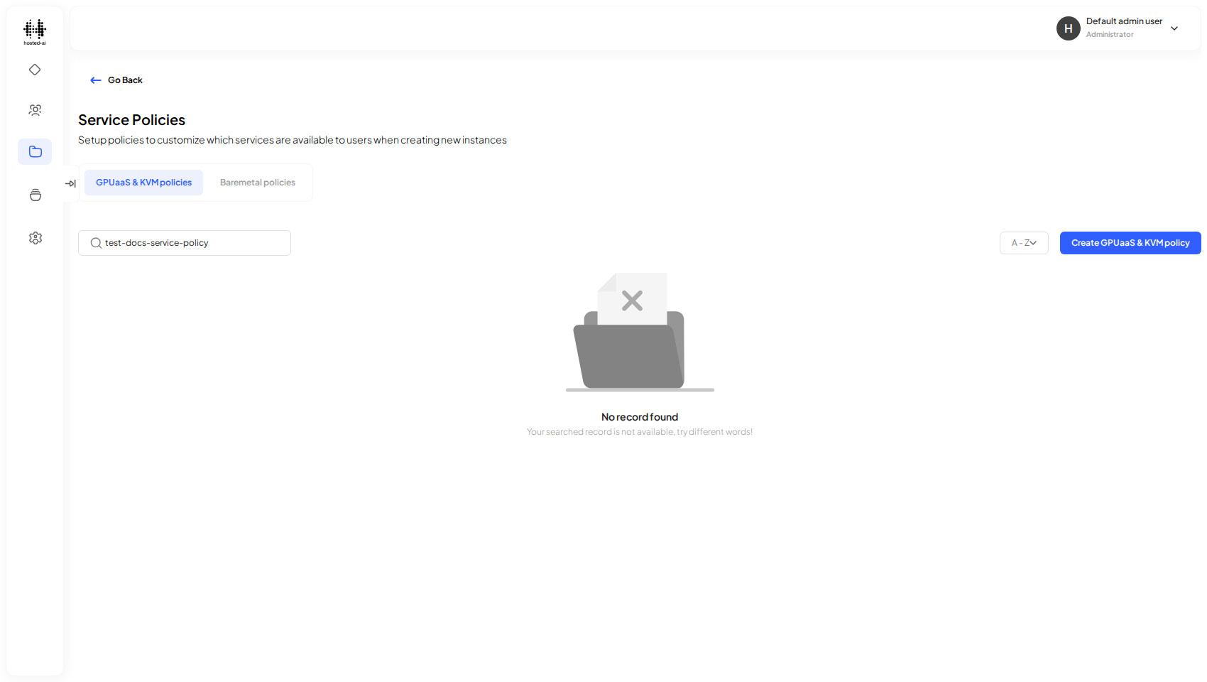 The Service Policies page