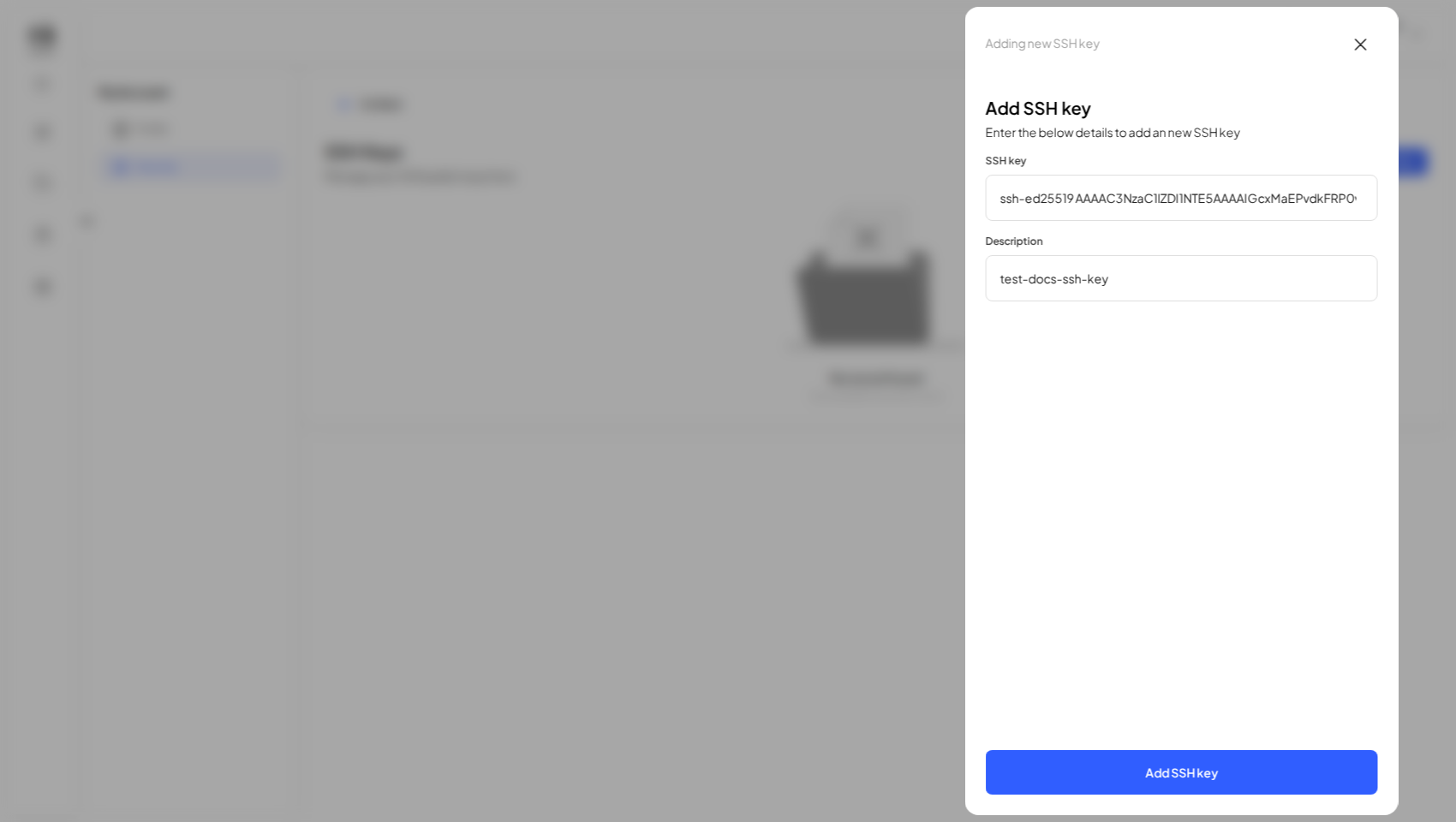 The Add SSH Key dialog
